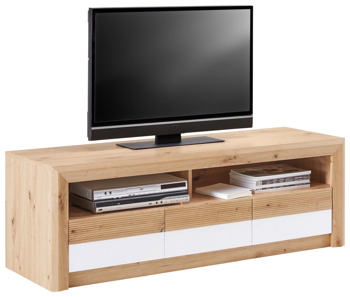 TV-Element Kashmir New B: 142 cm Eiche Dekor/Weiß - Eichefarben/Schwarz, MODERN, Holzwerkstoff (142/50/49cm) - James Wood