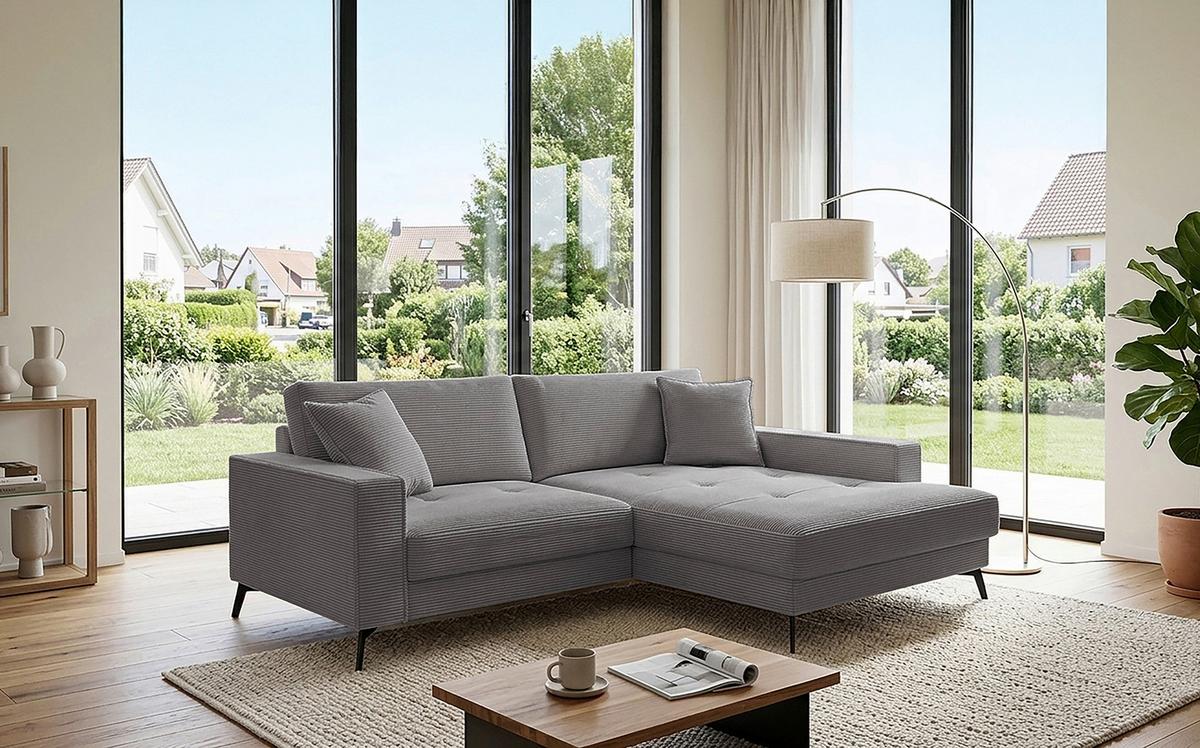 Ecksofa Ted Grau S: 228x174 Cm - Schwarz/Grau, Trend, Textil (228/174cm)