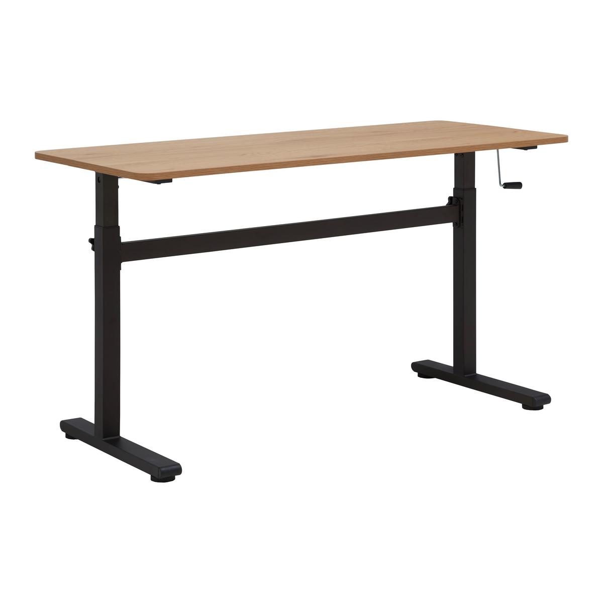 Písaci stôl CARMELO I - čierna/farba duba, Modern, kov/kompozitné drevo (140/70-117/60cm) - Mömax