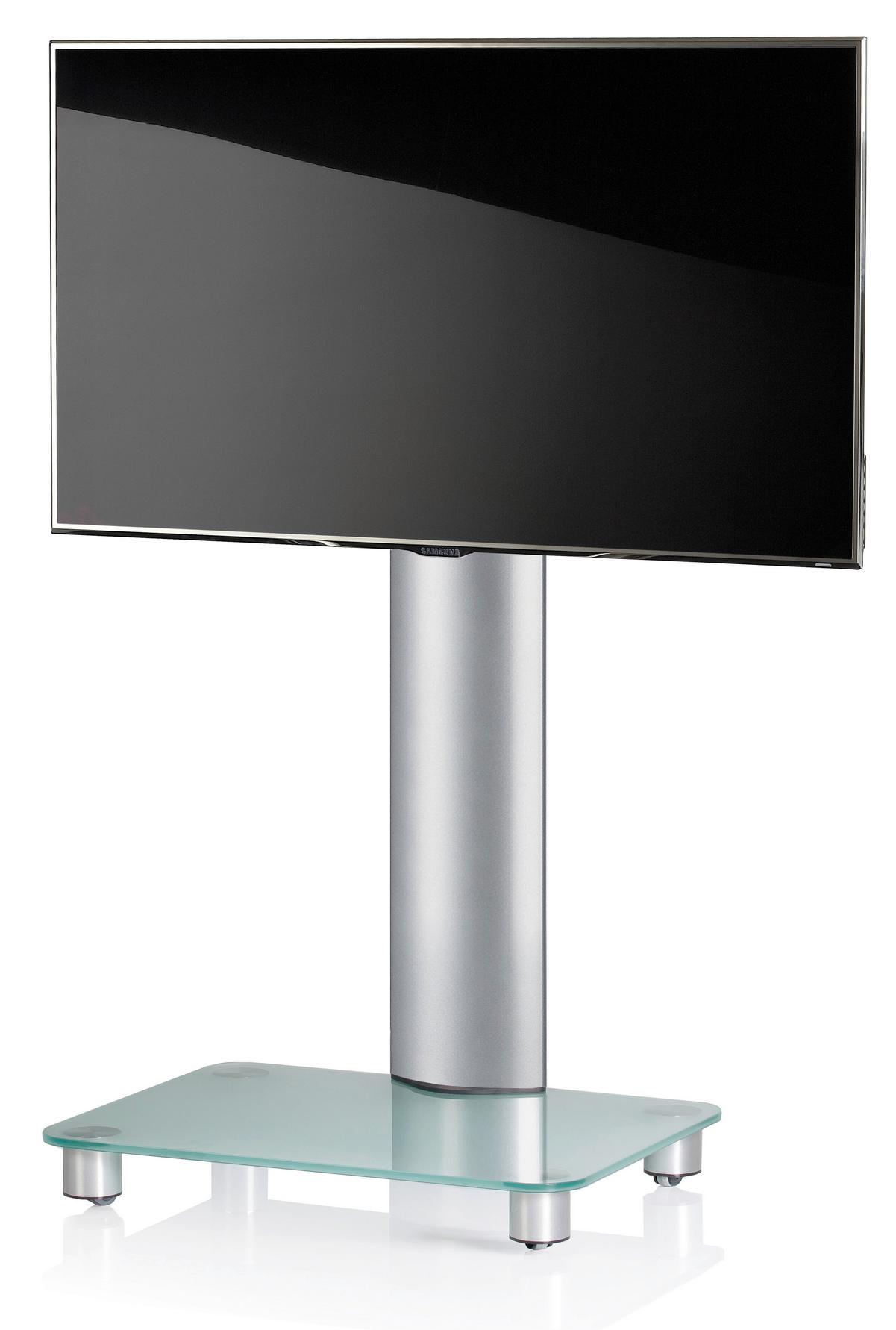 Tv-rack Bis 37" Schwenkbar Mit Rollen Bilano Max. 30 Kg - Silberfarben, KONVENTIONELL, Glas/Metall (60/100/44cm) - MID.YOU