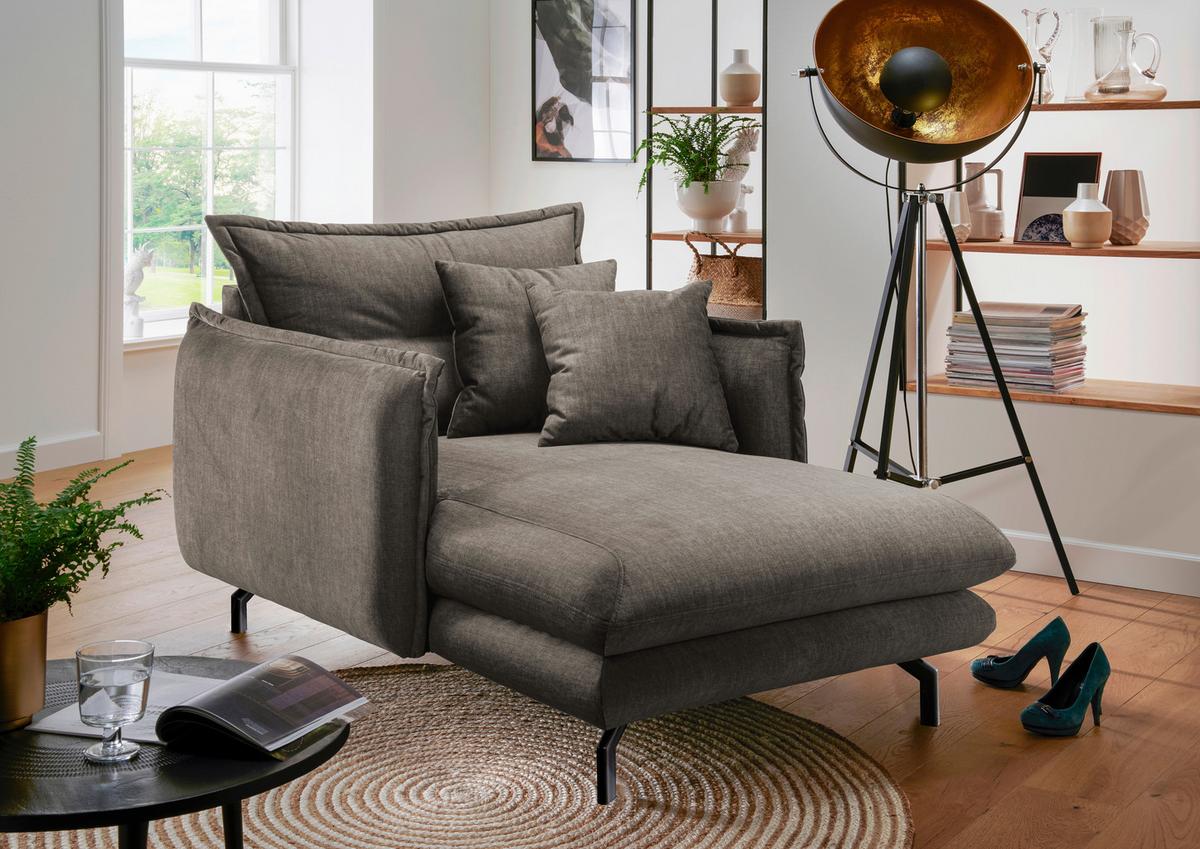 Polstersessel mit Armlehnen Lava Stoffbezug Braun - Schwarz/Braun, MODERN, Textil (111/101/167cm) - Livetastic