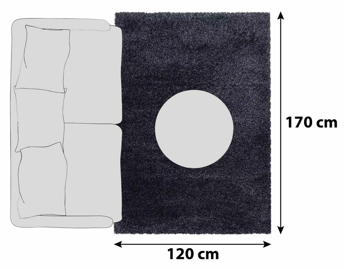 Hochflor Teppich Anthranzit Naturfaser Fluffy 120x170 cm - Anthrazit, Basics, Textil (120/170cm)