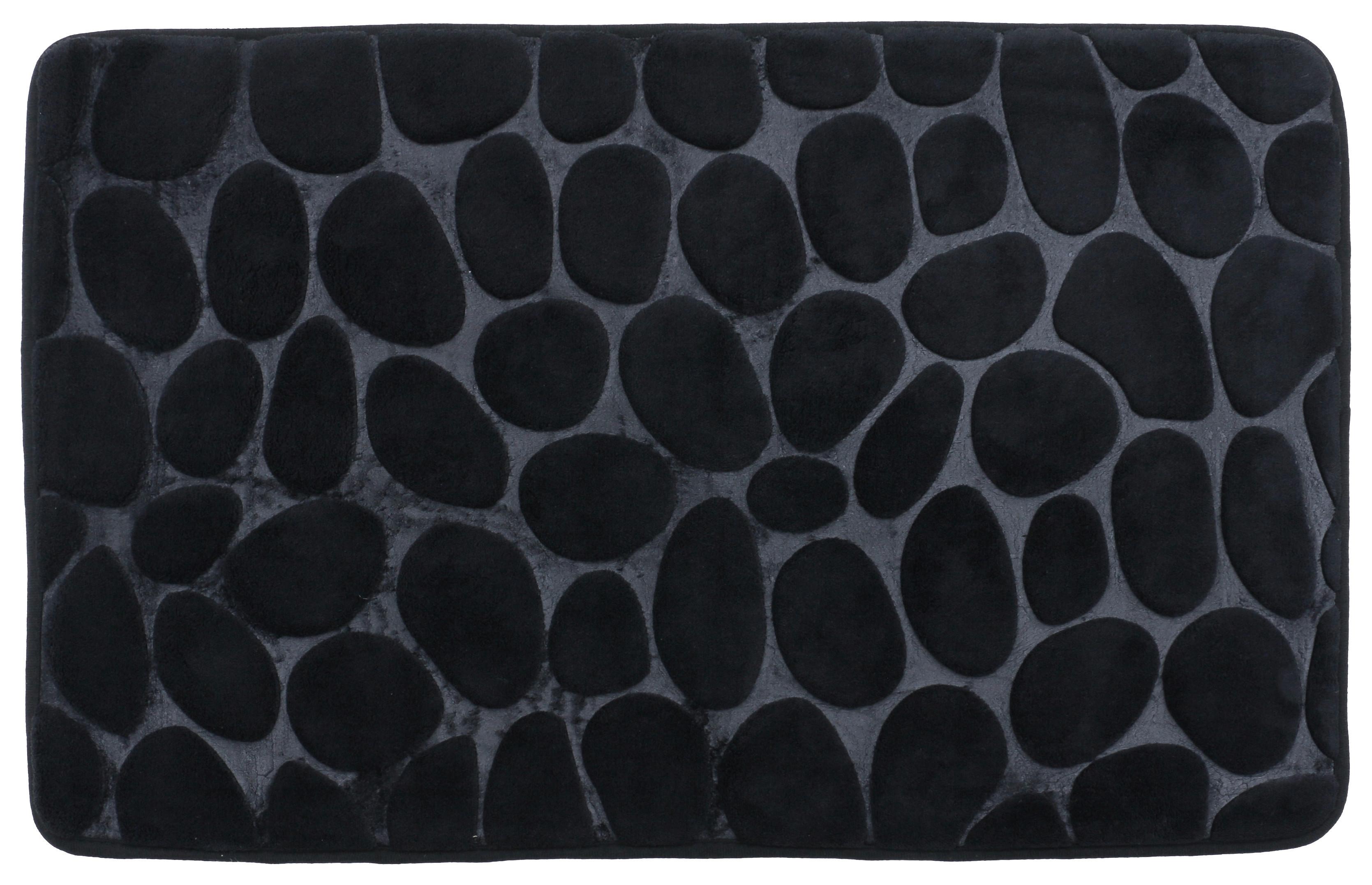 Badematte Stone 50x80 cm Schwarz, Rutschhemmend - Schwarz, MODERN, Textil (50/80cm) - Luca Bessoni