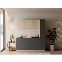 KÜCHENBLOCK Ingrid, Grau B: 180 cm - Eichefarben/Grau, Design, Holzwerkstoff (180cm) - Respekta