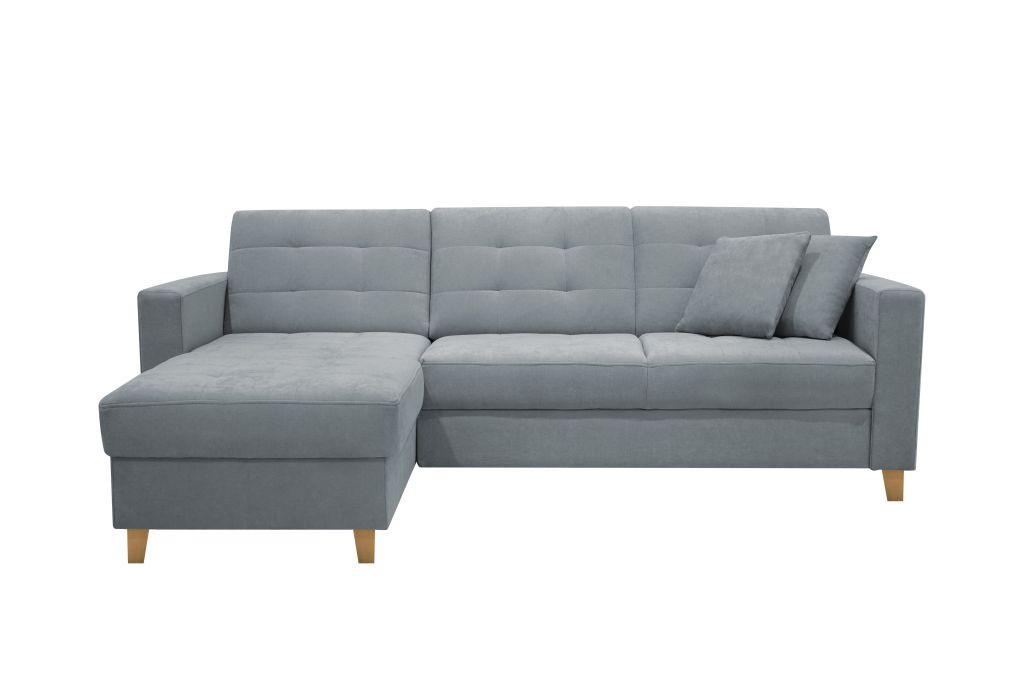 Rohová sedačka BJORN, oboustranná, šedá žinylka - šedá/přírodní barvy, Design, dřevo/textil (160/231cm) - Luca Bessoni