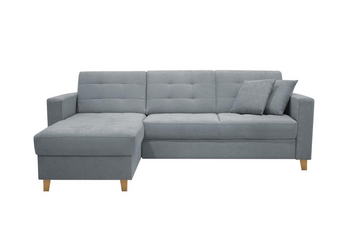 Rohová sedačka BJORN, oboustranná, šedá žinylka - šedá/přírodní barvy, Design, dřevo/textil (160/231cm) - Luca Bessoni