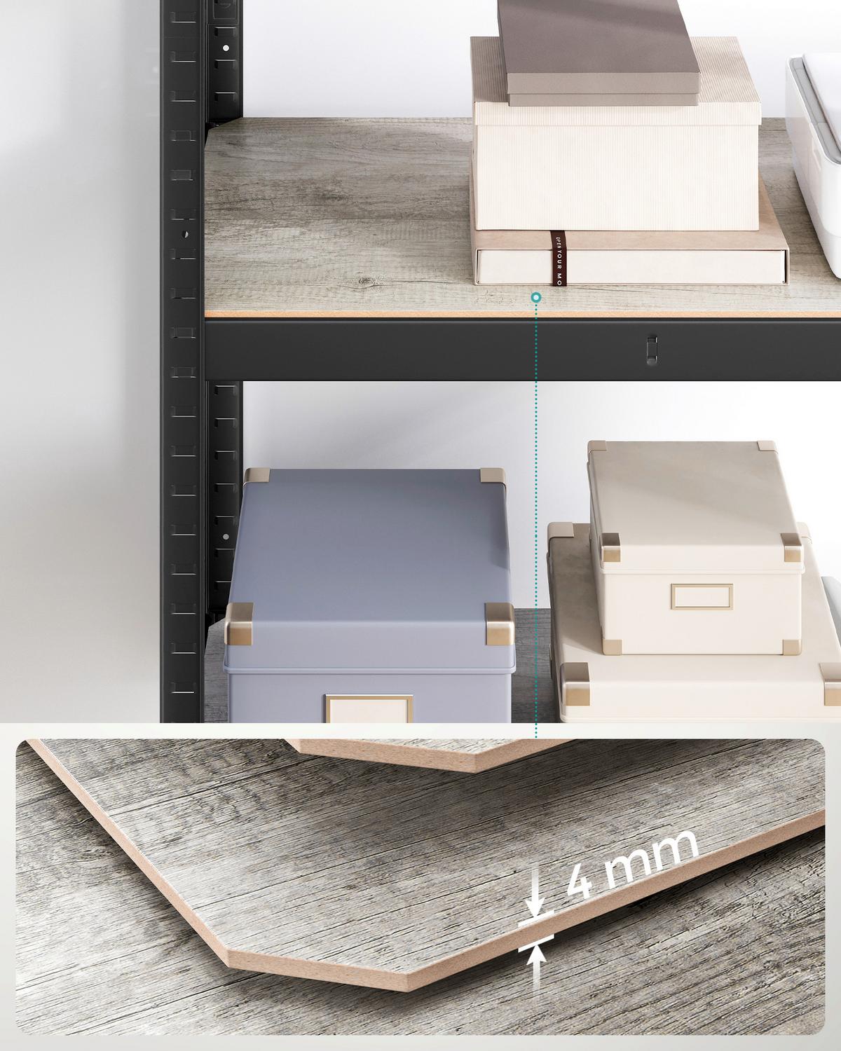 Schwerlastregal Shelving Schwarz/Greige B: 80 cm - Greige/Schwarz, Basics, Holzwerkstoff/Metall (80/160/40cm)