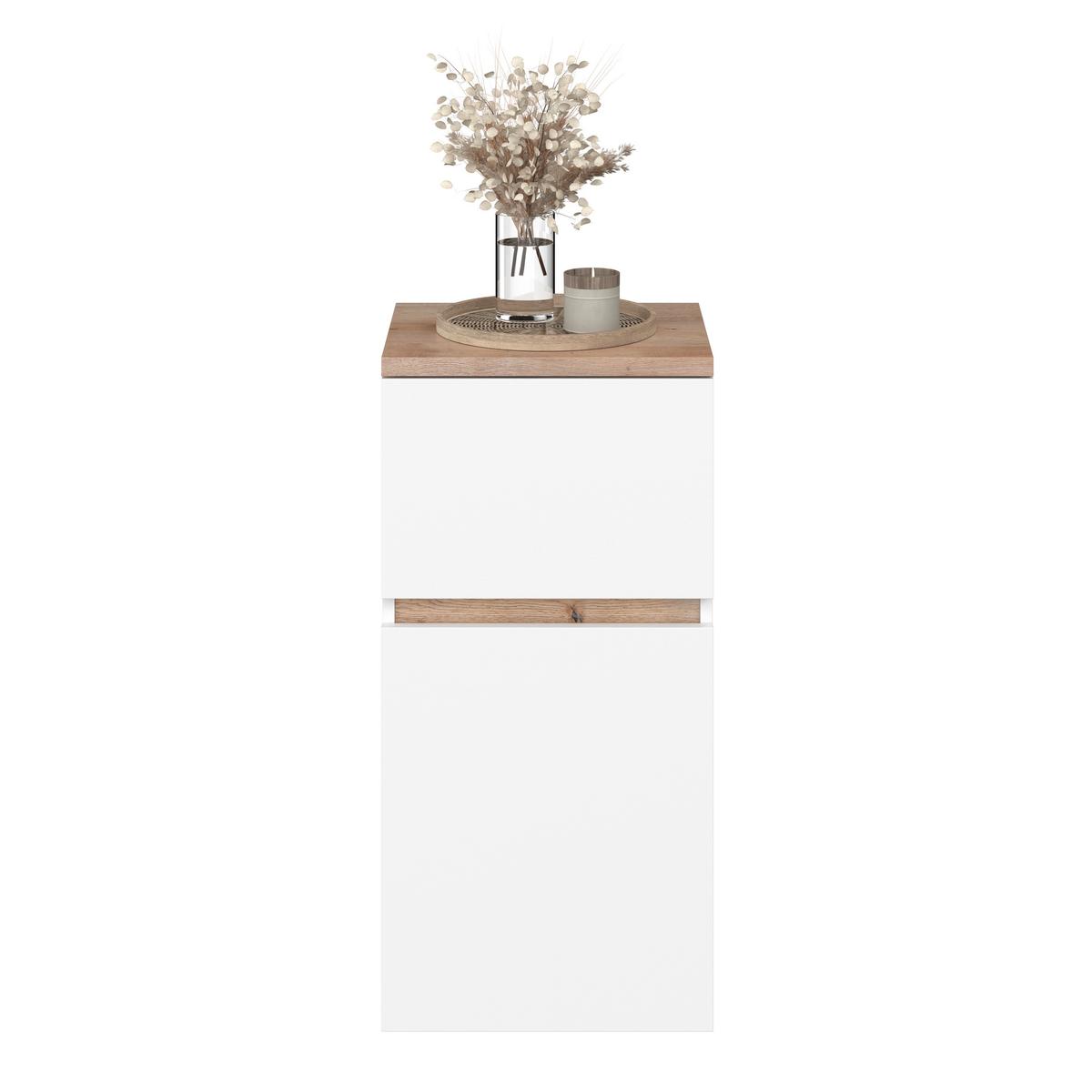 Unterschrank Marbella B: 40 cm Weiß/Eiche Dekor - Weiß, MODERN, Holzwerkstoff (40/81,2/35cm)