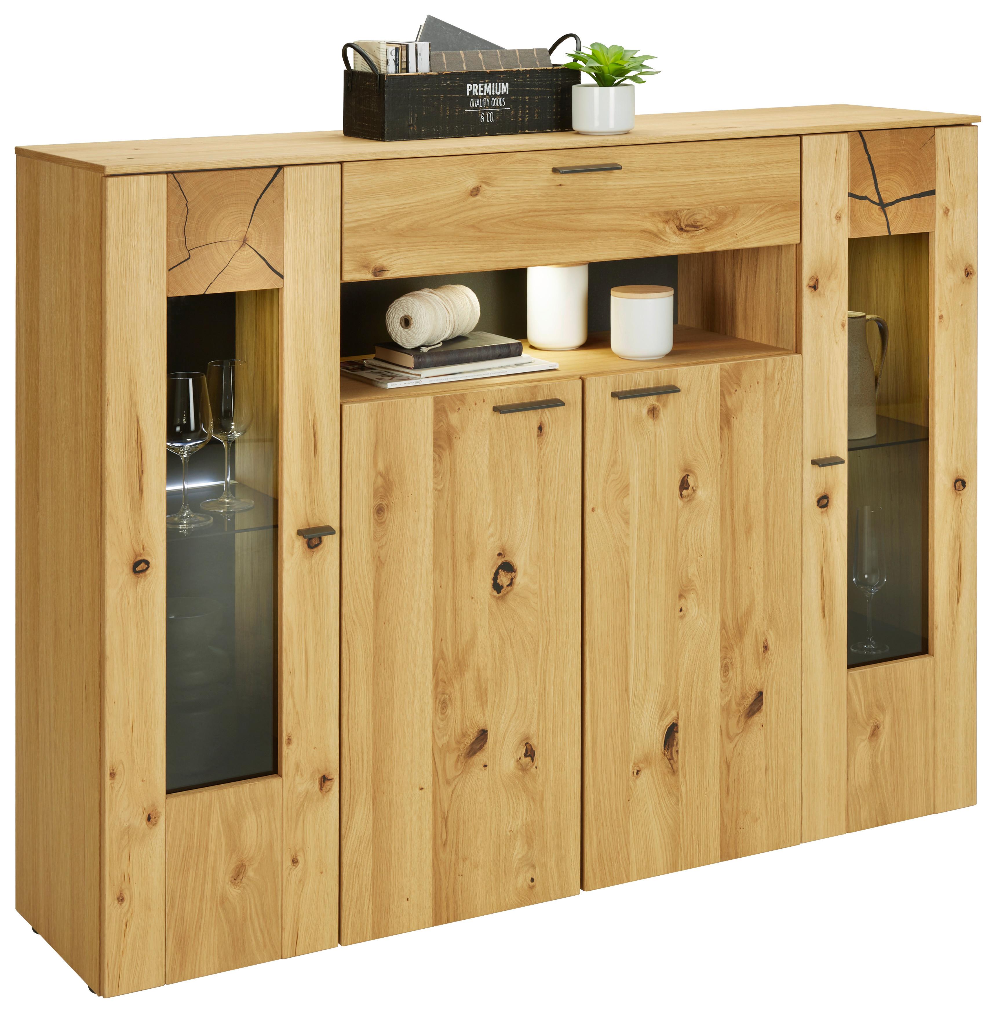 VYSOKÁ KOMODA STOCKHOLM - barvy dubu/černá, Moderní, kov/kompozitní dřevo (154/130/41cm) - Premium Living