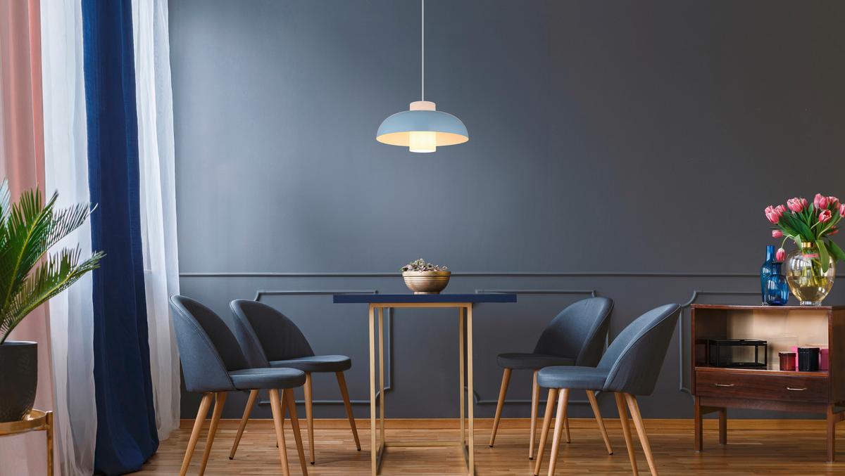 Hängeleuchte 15755b - Blau/Weiß, Trend, Glas/Textil (38/120cm) - Globo