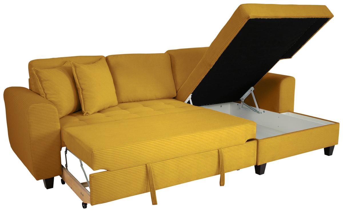 Ecksofa Moritz Senfgelb S: ca. 265x155 cm - Senfgelb, Trend, Textil (265/155cm)