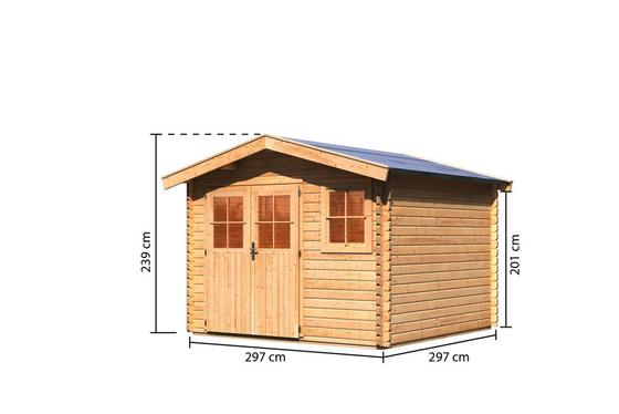 Naturfarbenes Gartenhaus aus Fichte mit Satteldach Gartenhaus mit Satteldach