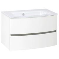 Waschbecken Mit Unterschrank Kopenhagen B: 80 Cm Weiß - Weiß, KONVENTIONELL, Glas/Holzwerkstoff (80cm) - Held