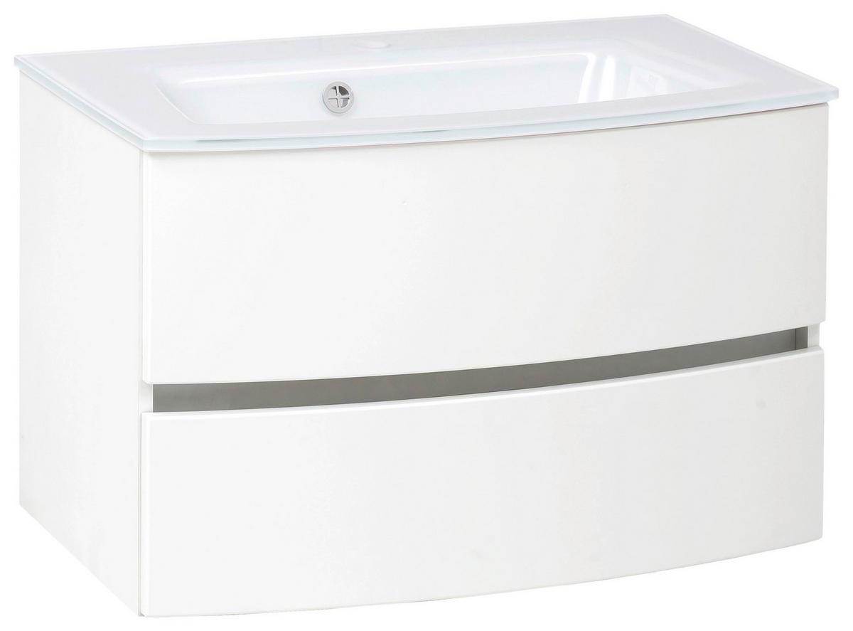 Waschbecken Mit Unterschrank Kopenhagen B: 80 Cm Weiß - Weiß, KONVENTIONELL, Glas/Holzwerkstoff (80cm) - Held