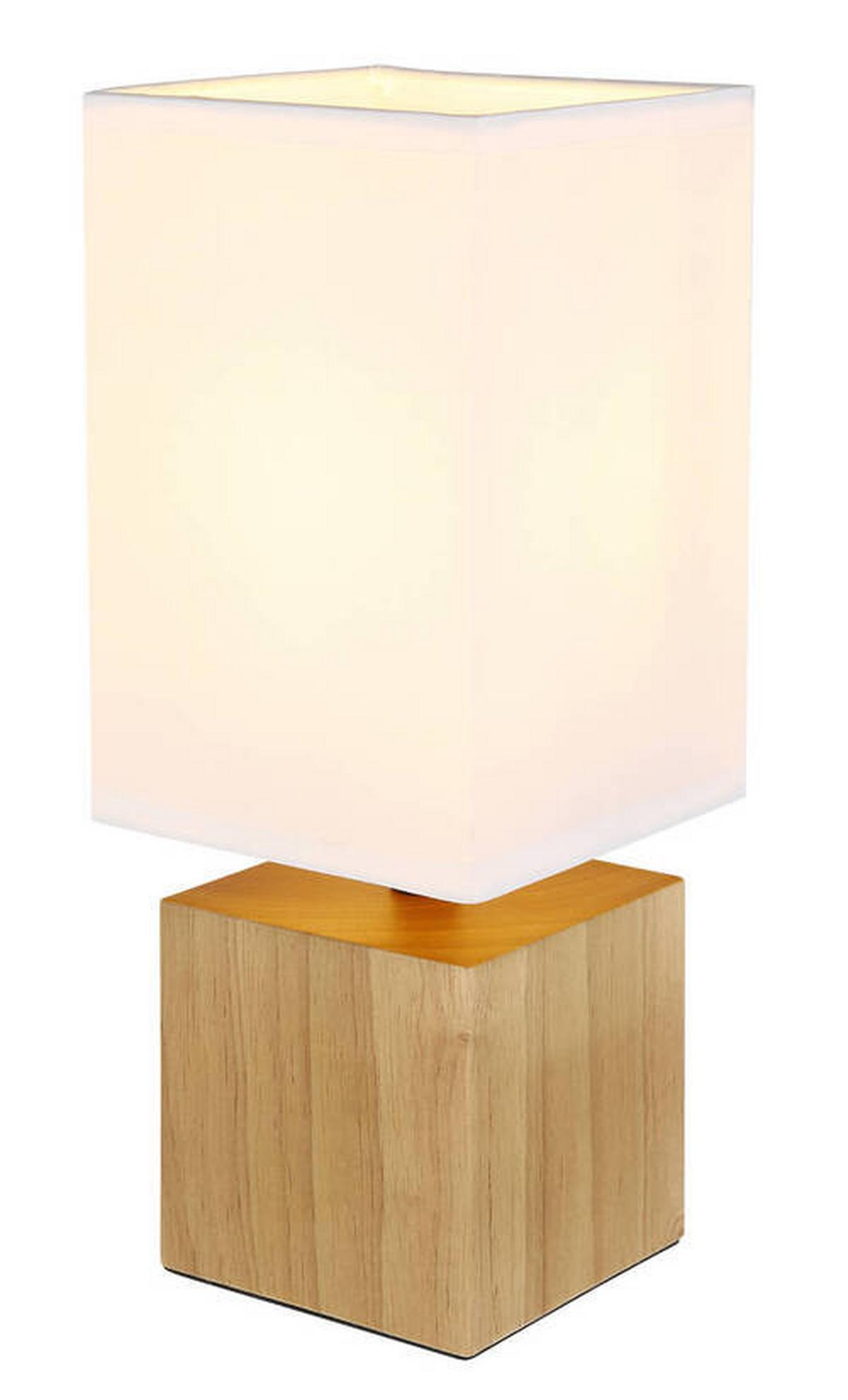 Tischleuchte 21628w - Weiß/Naturfarben, Basics, Holz/Textil (12/12/30cm) - Globo
