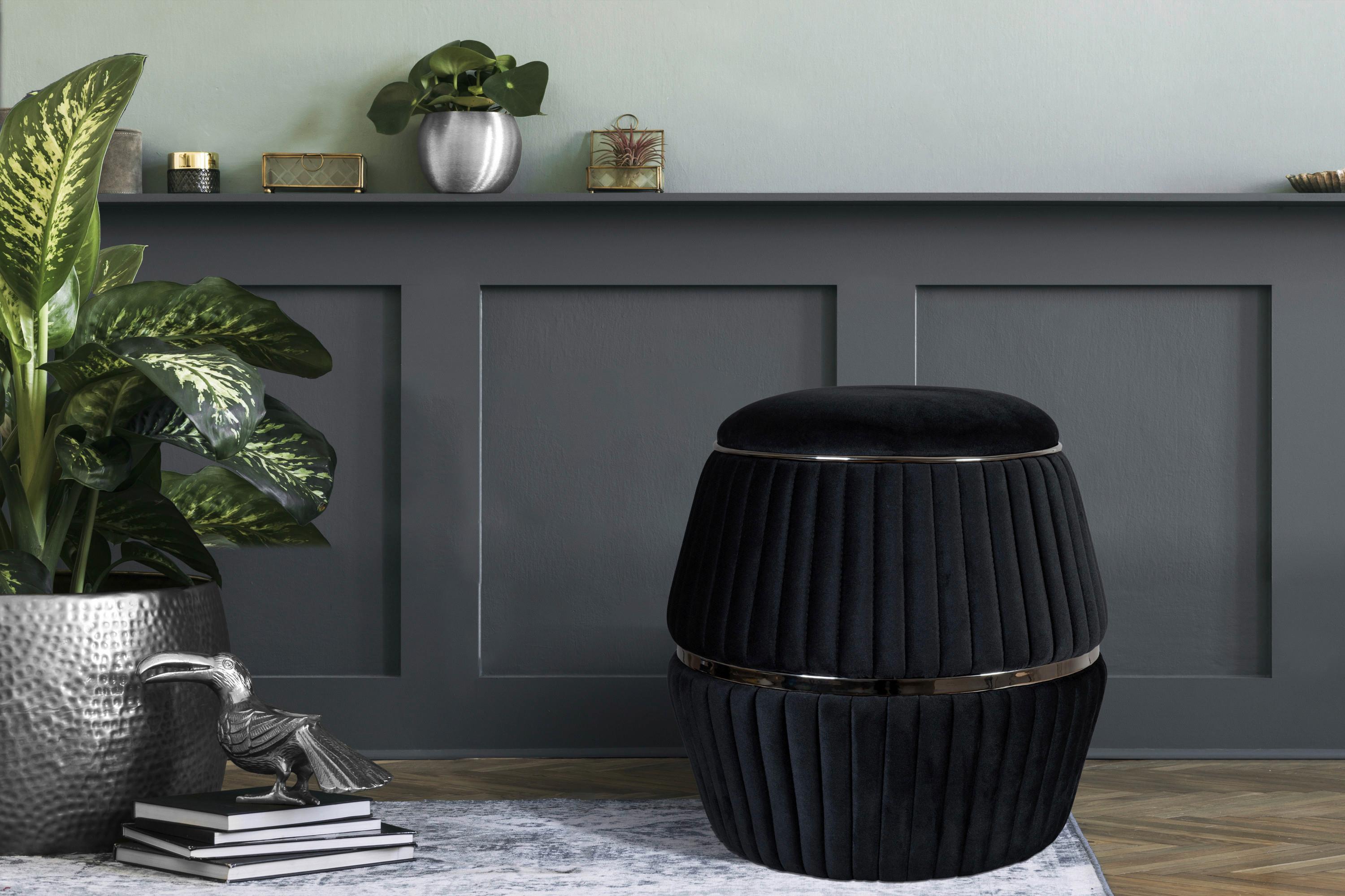 Hocker Doric 225 Schwarz D: 51,5 Cm - Graphitfarben/Schwarz, Design, Textil (51,5/53cm) - Kayoom
