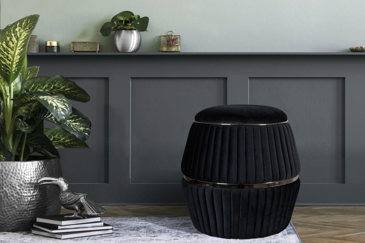 Hocker Doric 225 Schwarz D: 51,5 Cm - Graphitfarben/Schwarz, Design, Textil (51,5/53cm) - Kayoom