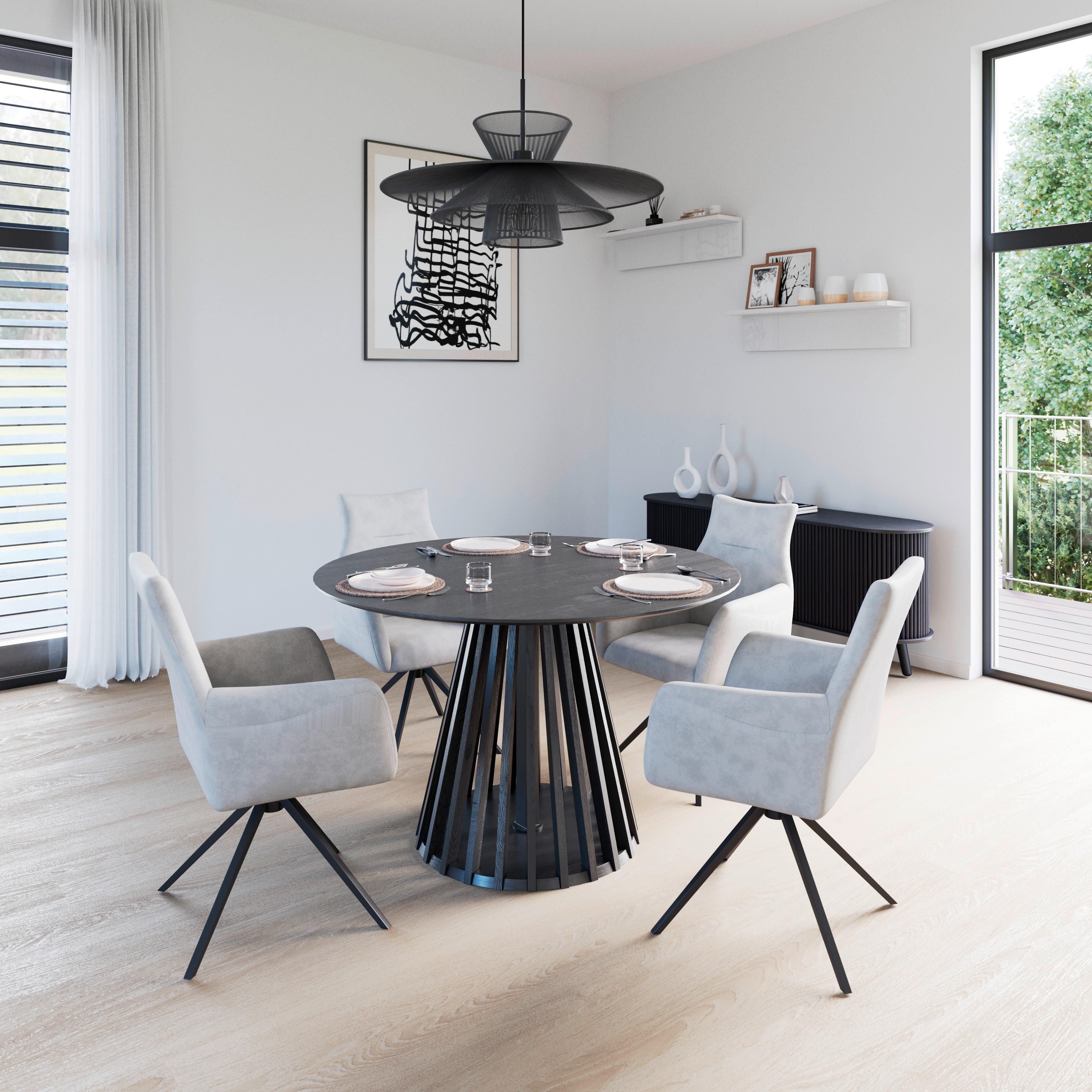 ŽIDLE S PODRUČKAMI MALINA - černá/světle šedá, Moderní, kov/dřevo (63/85,5/66,5cm) - Bessagi Home