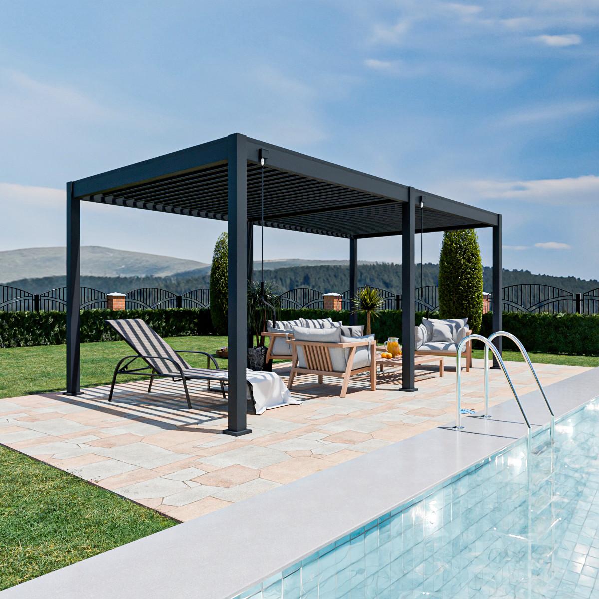 Pergola 300x600 Cm Wetterbeständig, Graphitfarben - Graphitfarben, Basics, Metall (300/600/255cm)