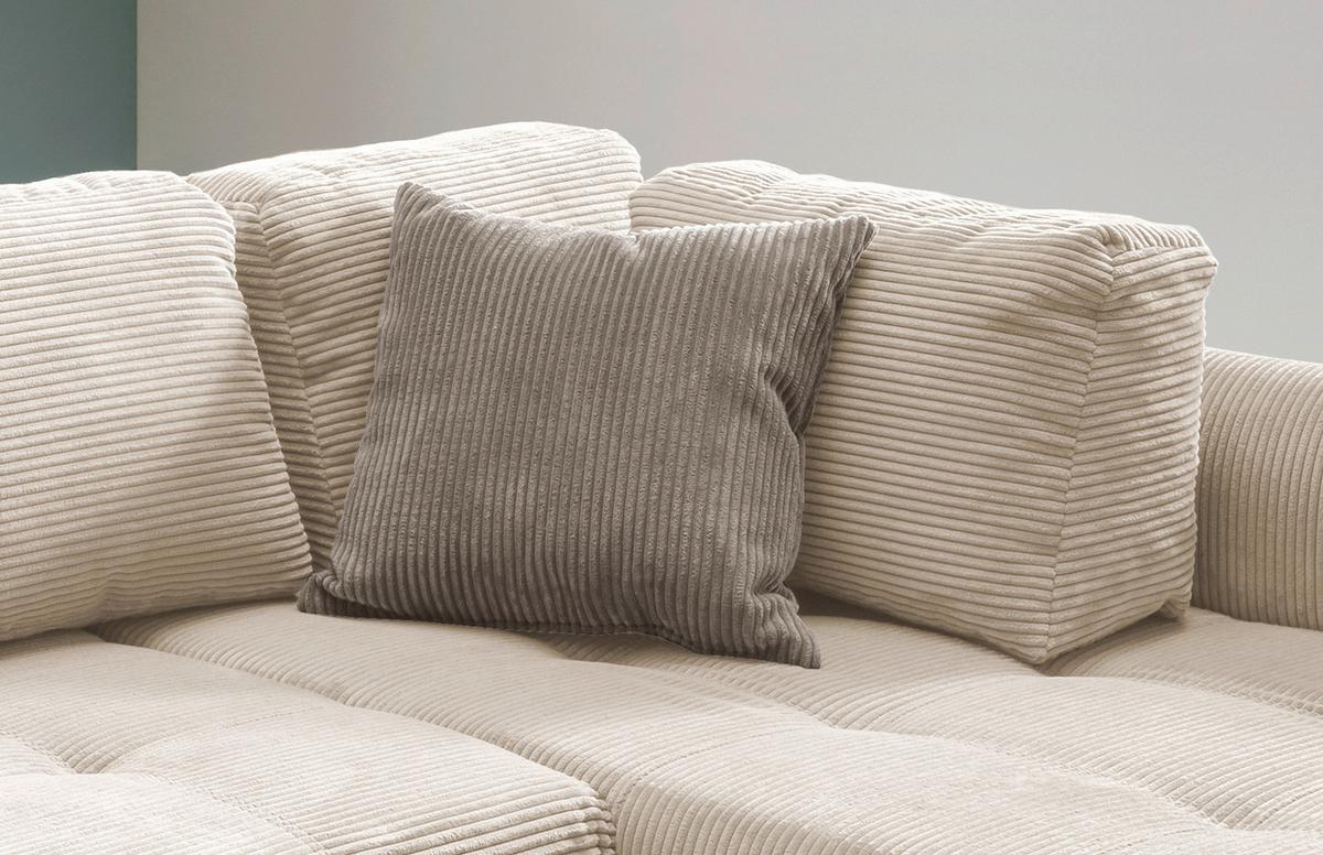 Ecksofa mit Schlaffunktion Flora Beige Cord - Graubraun/Beige, Design, Textil (250/190cm) - MID.YOU