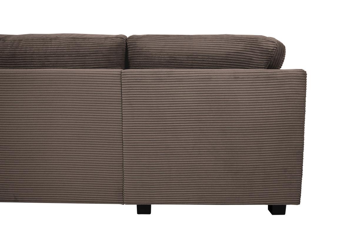 Souprava U MALTE, levá, šedohnědý manšestr - černá/šedavě hnědá, Moderní, textil/plast (178/305/155cm) - Based