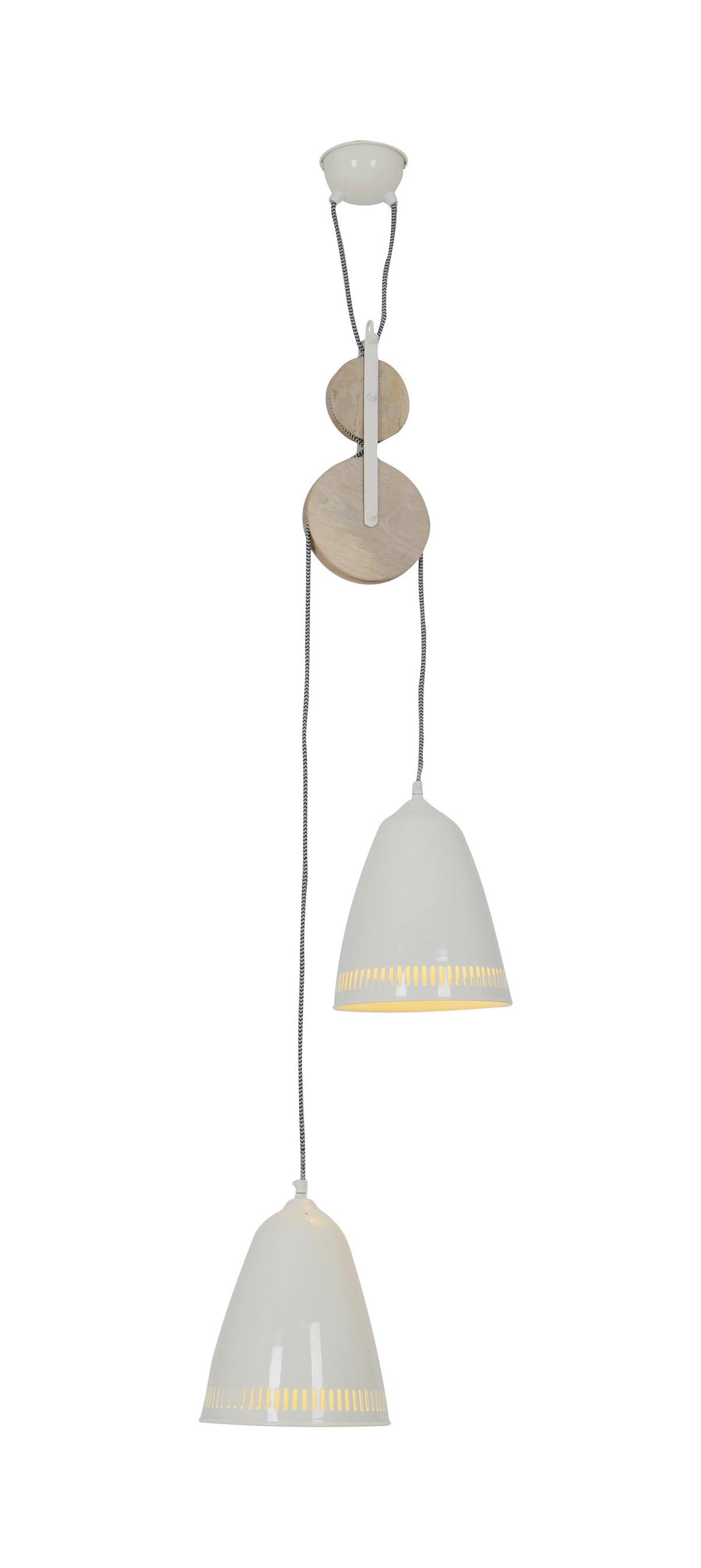 Hängeleuchte H: 110 cm 2-Flammig, Mangoholz/Metall - Weiß, KONVENTIONELL, Holz/Metall (21/110cm) - Näve