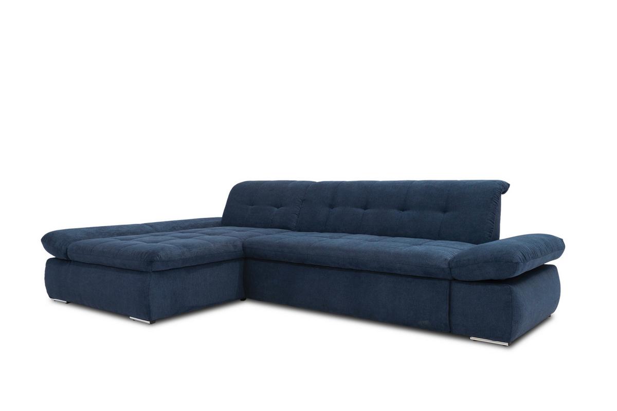 Ecksofa Mit Armteilverstellung Moric Dunkelblau Mikrofaser - Chromfarben/Dunkelblau, KONVENTIONELL, Textil (172/300cm) - MID.YOU