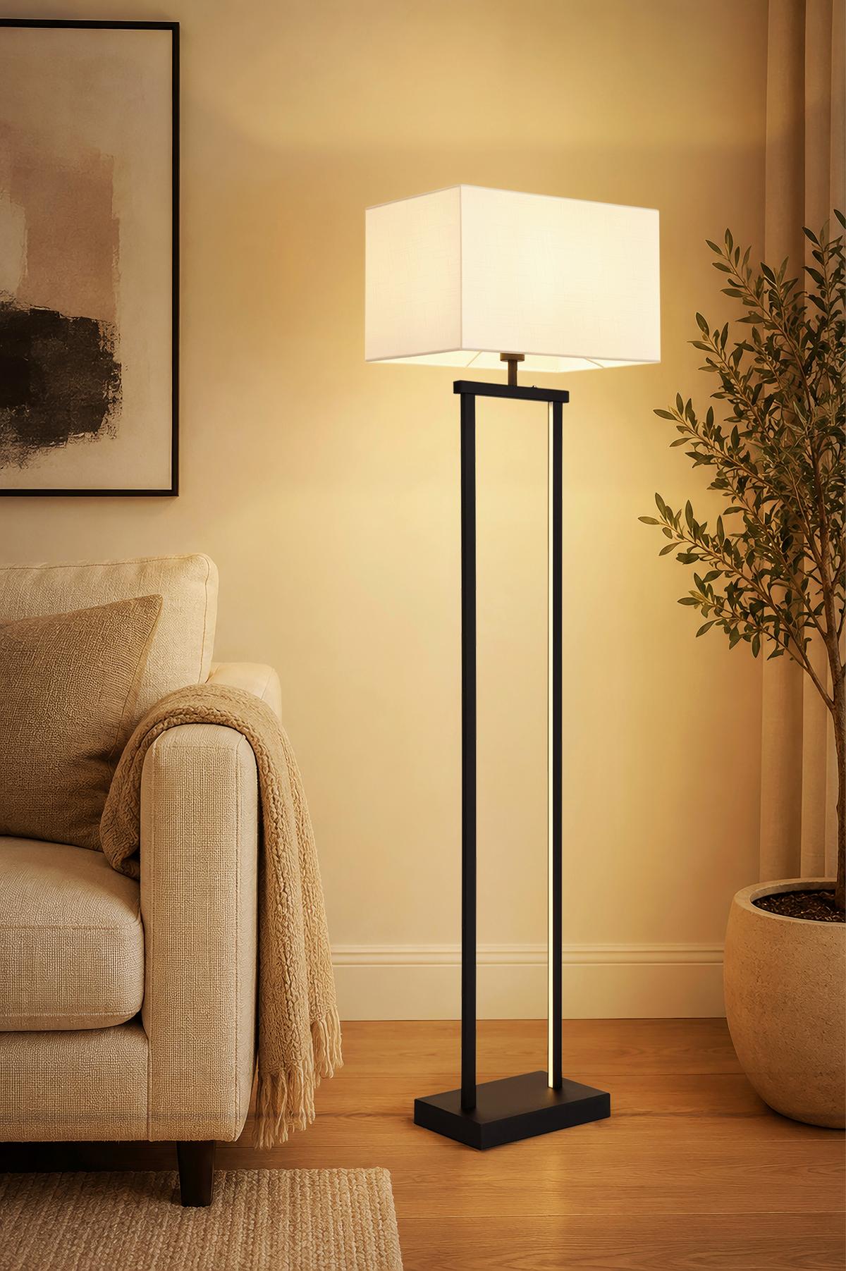 LED-STEHLEUCHTE Schwarz, ca. 40x27x153 cm - Schwarz/Weiß, Design, Kunststoff/Textil (40/27/153cm) - Globo