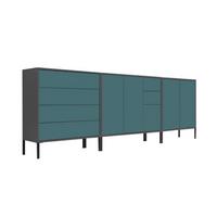 Sideboard Mailand Anthrazit/Petrol B: 263,5cm - Anthrazit/Petrol, MODERN, Holzwerkstoff (263,5/86/33cm) - MID.YOU