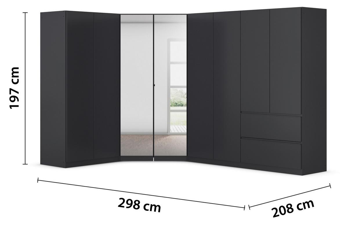 Eckkleiderschrank Costa Grau B: 208 cm - Grau, MODERN, Holzwerkstoff (208/197/298cm) - Rauch Möbel