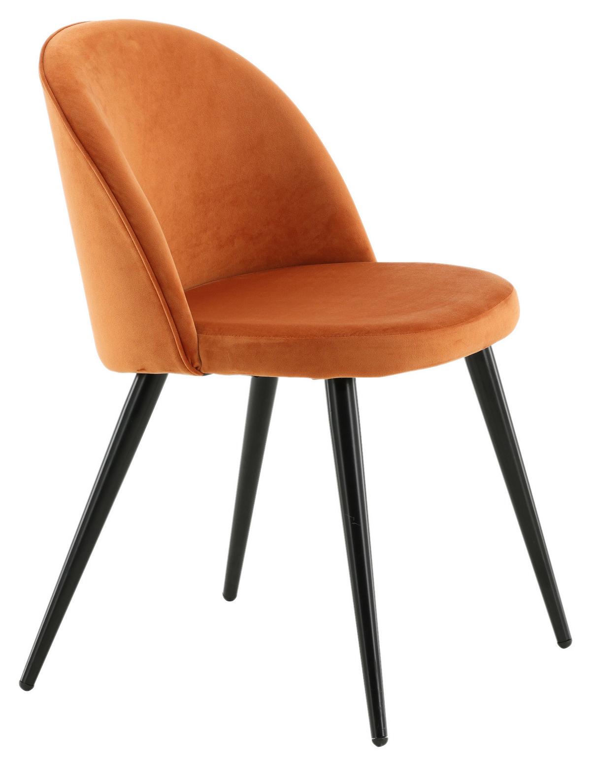 Stuhl-set Velvet - Schwarz/Orange, Design, Textil/Metall (57/76.5/50cm) - Livetastic