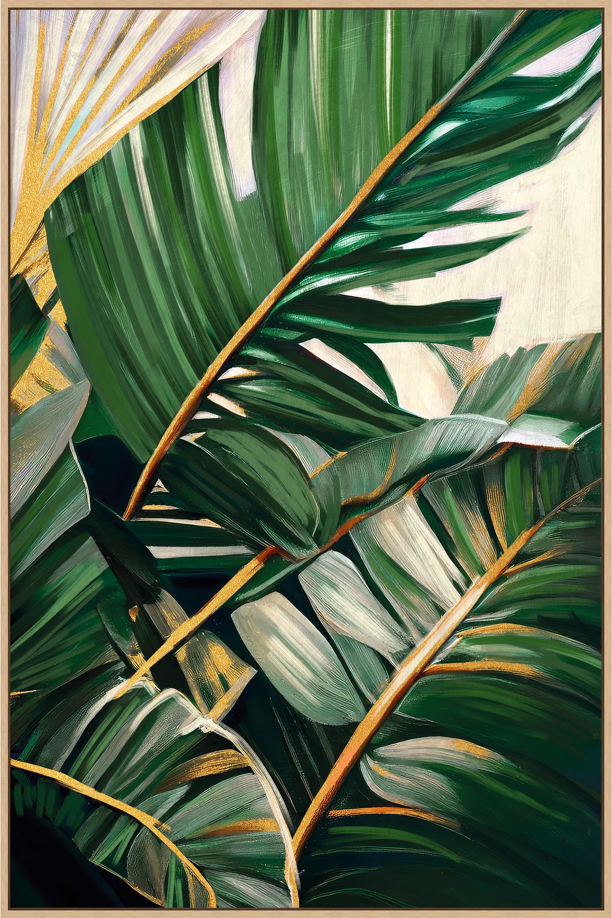 Obraz na plátně LOTTA, 60x90cm - zelená/přírodní barvy, Moderní, kompozitní dřevo/textil (60/90cm) - Premium Living