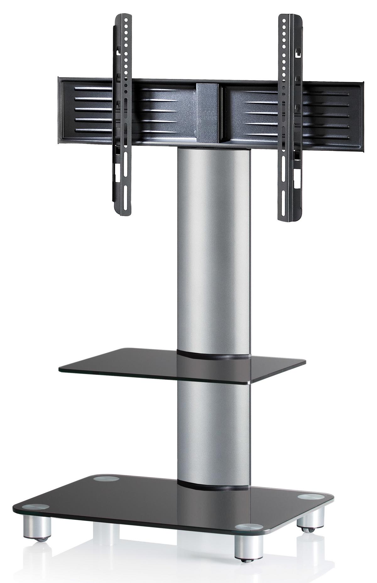 TV-Rack Bis 70“ Schwenkbar + Rollen Tosal Max. 30 Kg - Silberfarben/Schwarz, KONVENTIONELL, Glas/Metall (60/100/44cm) - MID.YOU