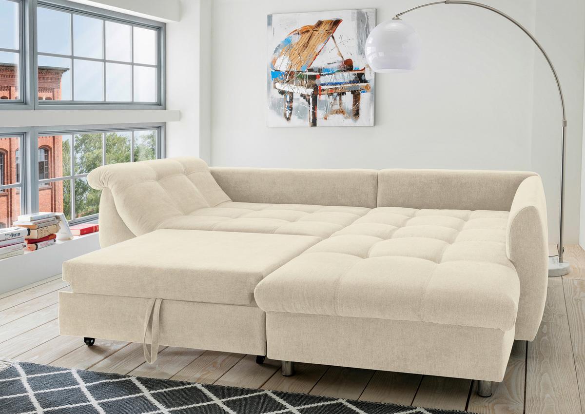 Rohová sedačka AGIRA, pravá béžová - chrómová/béžová, Design, textil (250/190cm) - Livetastic