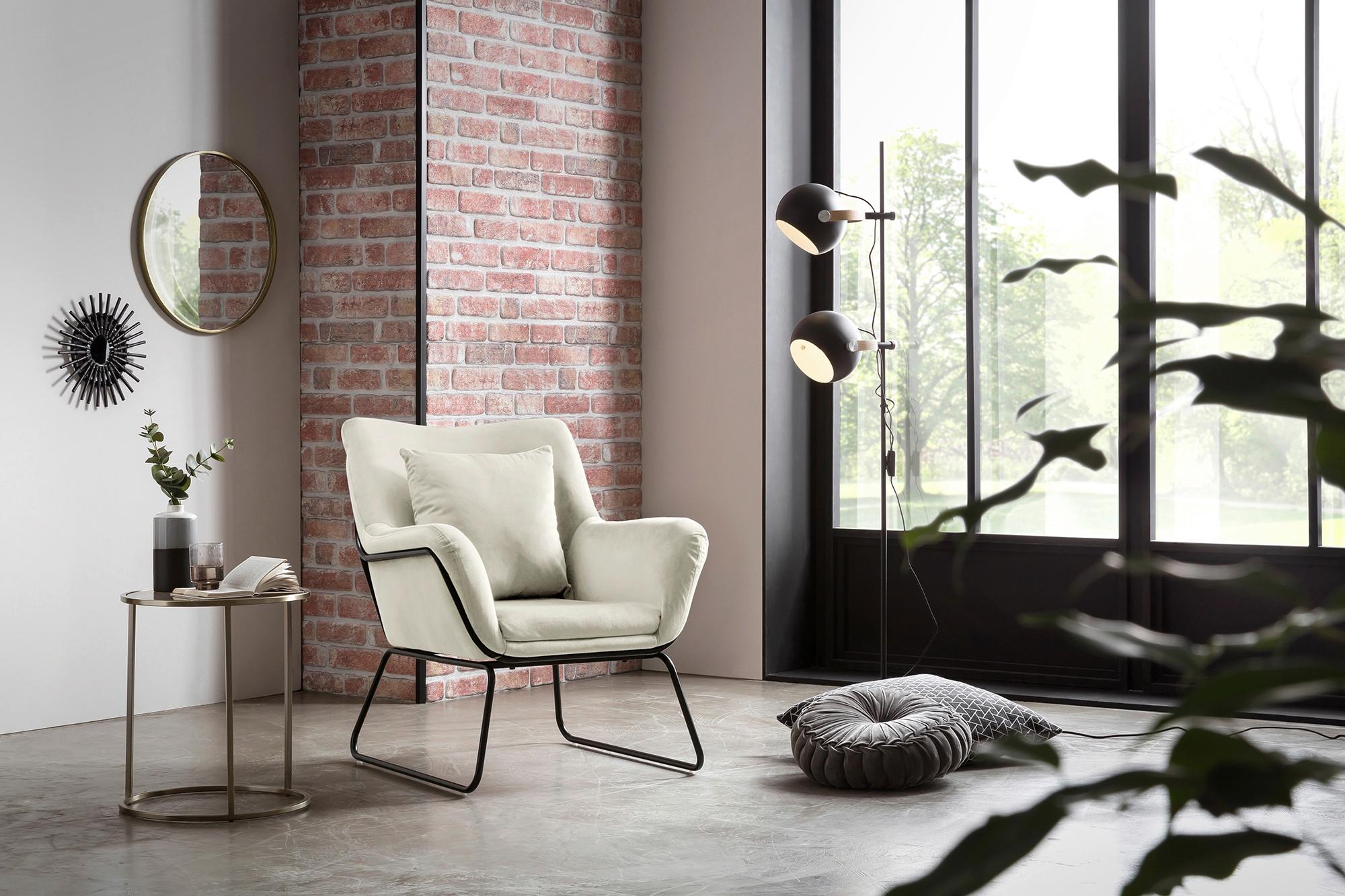 Sessel Beige B: 68 Cm - Beige/Messingfarben, MODERN, Textil (68/82/75cm) - Livetastic