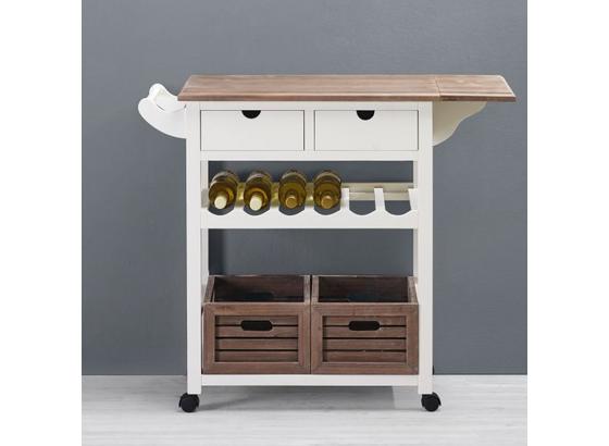 Servírovací Vozík Cookie - bílá/barvy borovice, dřevo/umělá hmota (85/82/36cm) - Premium Living Servírovací Vozík Cookie - bílá/barvy borovice, dřevo/umělá hmota (85/82/36cm) - Premium Living