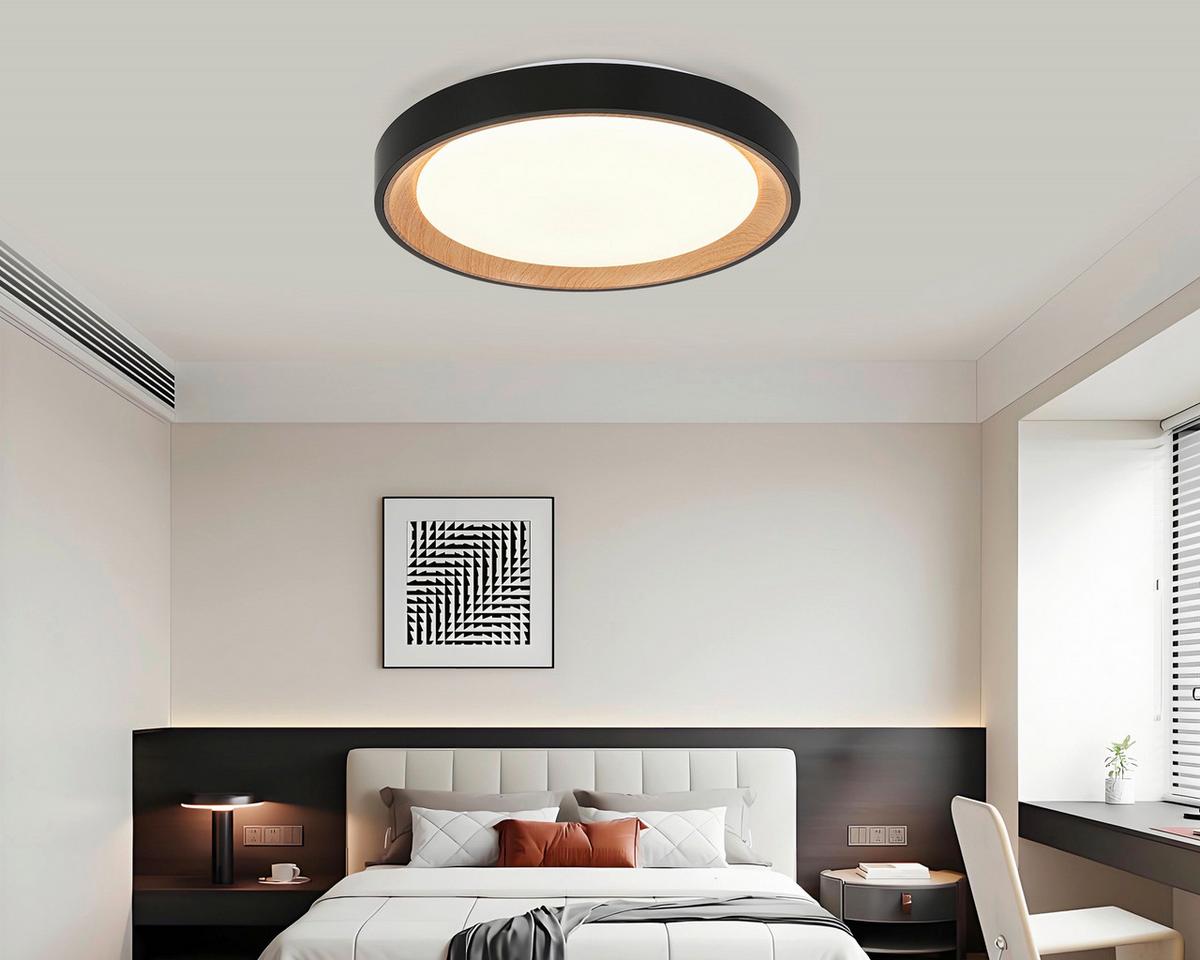 LED-Deckenleuchte Catherine - Eichefarben/Schwarz, Basics, Kunststoff/Metall (40/7cm) - Luca Bessoni