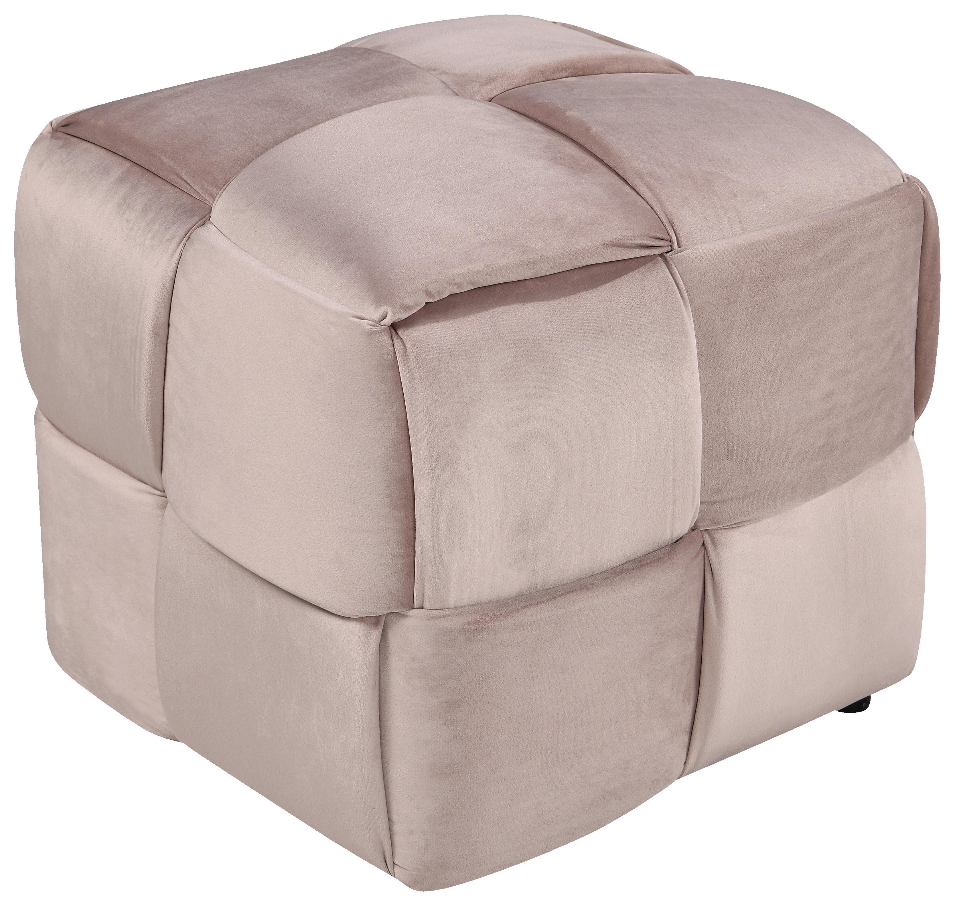 Štvorcová taburetka ELLIOT, hnedofialová, max. do 120 kg - čierna/pink, Modern, drevo/textil (46/41/46cm) - Mömax