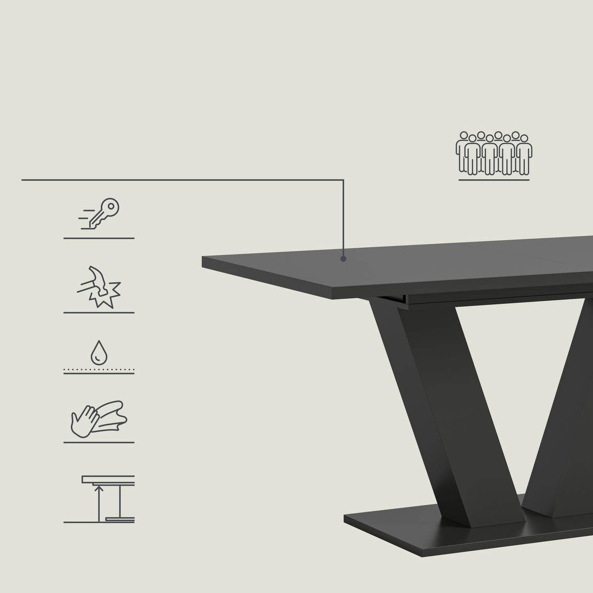Ausziehtisch Marlon 150 Az Grau Auf 190 Cm Ausziehbar - Grau, Trend, Holzwerkstoff (150-190/90/75cm) - MID.YOU