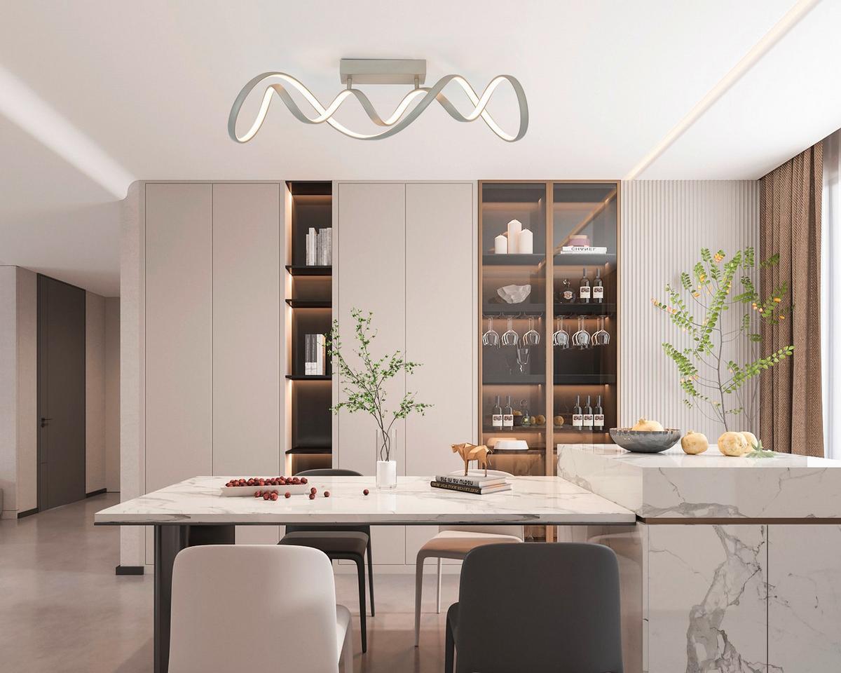 Led Mennyezeti Lámpa Krispin - homokszínű/fehér, Modern, műanyag/fém (75/19/23cm) - Luca Bessoni