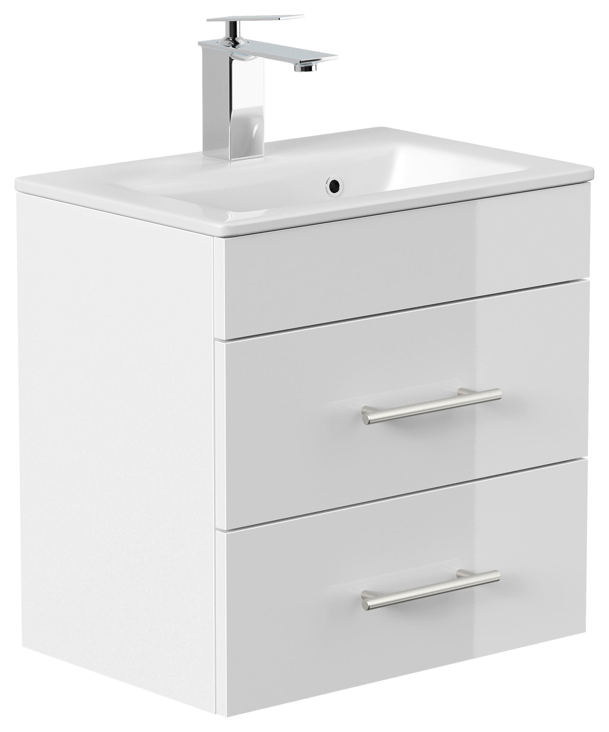 Badezimmer Portus Weiß Hochglanz B: 50 cm - Weiß Hochglanz/Weiß, MODERN, Keramik/Holzwerkstoff (50cm) - MID.YOU