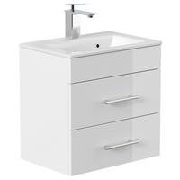 Badezimmer Portus Weiß Hochglanz B: 50 cm - Weiß Hochglanz/Weiß, MODERN, Keramik/Holzwerkstoff (50cm) - MID.YOU