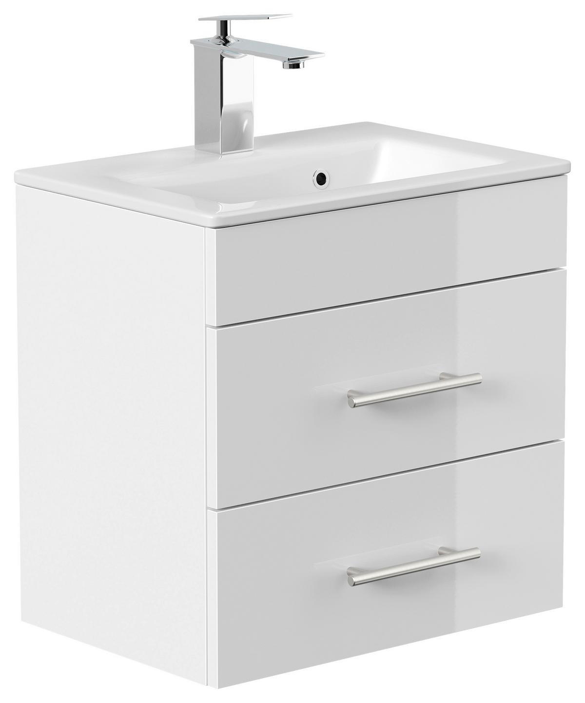 Badezimmer Portus Weiß Hochglanz B: 50 cm - Weiß Hochglanz/Weiß, MODERN, Keramik/Holzwerkstoff (50cm) - MID.YOU