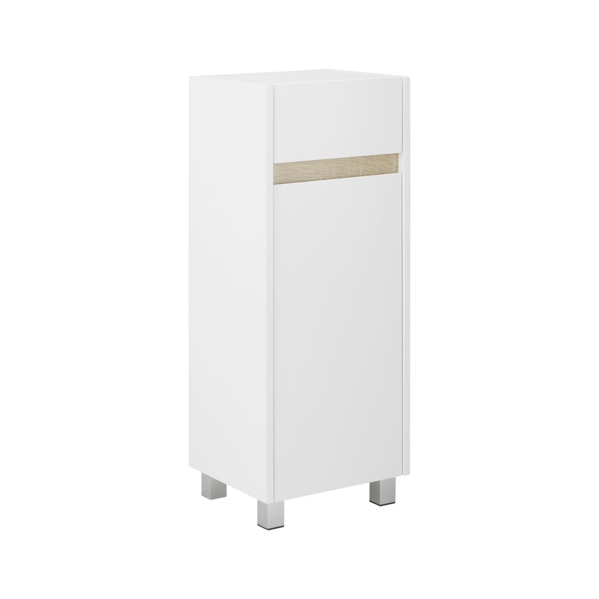 Nízka skrinka MASSIMO biela/borovica - biela/strieborná, Modern, plast (33/85/30cm) - Bessagi Home