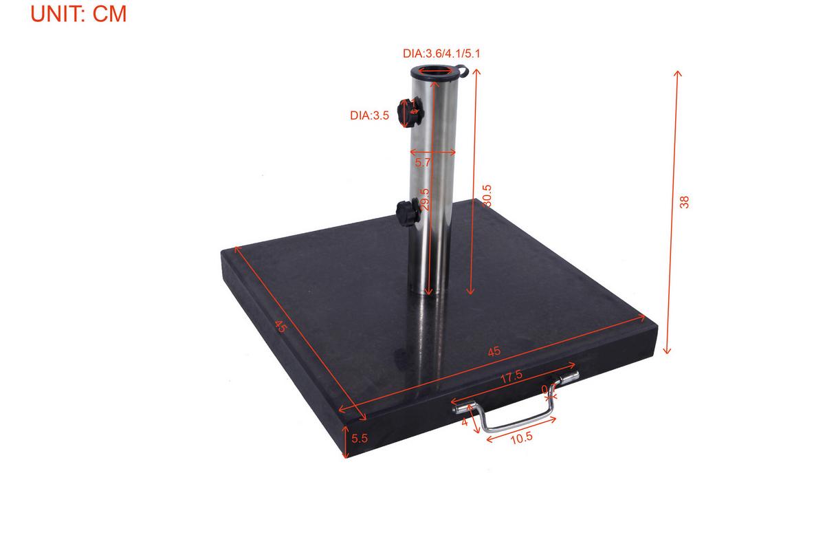 Sonnenschirmständer London - Schwarz, MODERN, Stein/Metall (45/38/45cm) - Beldano