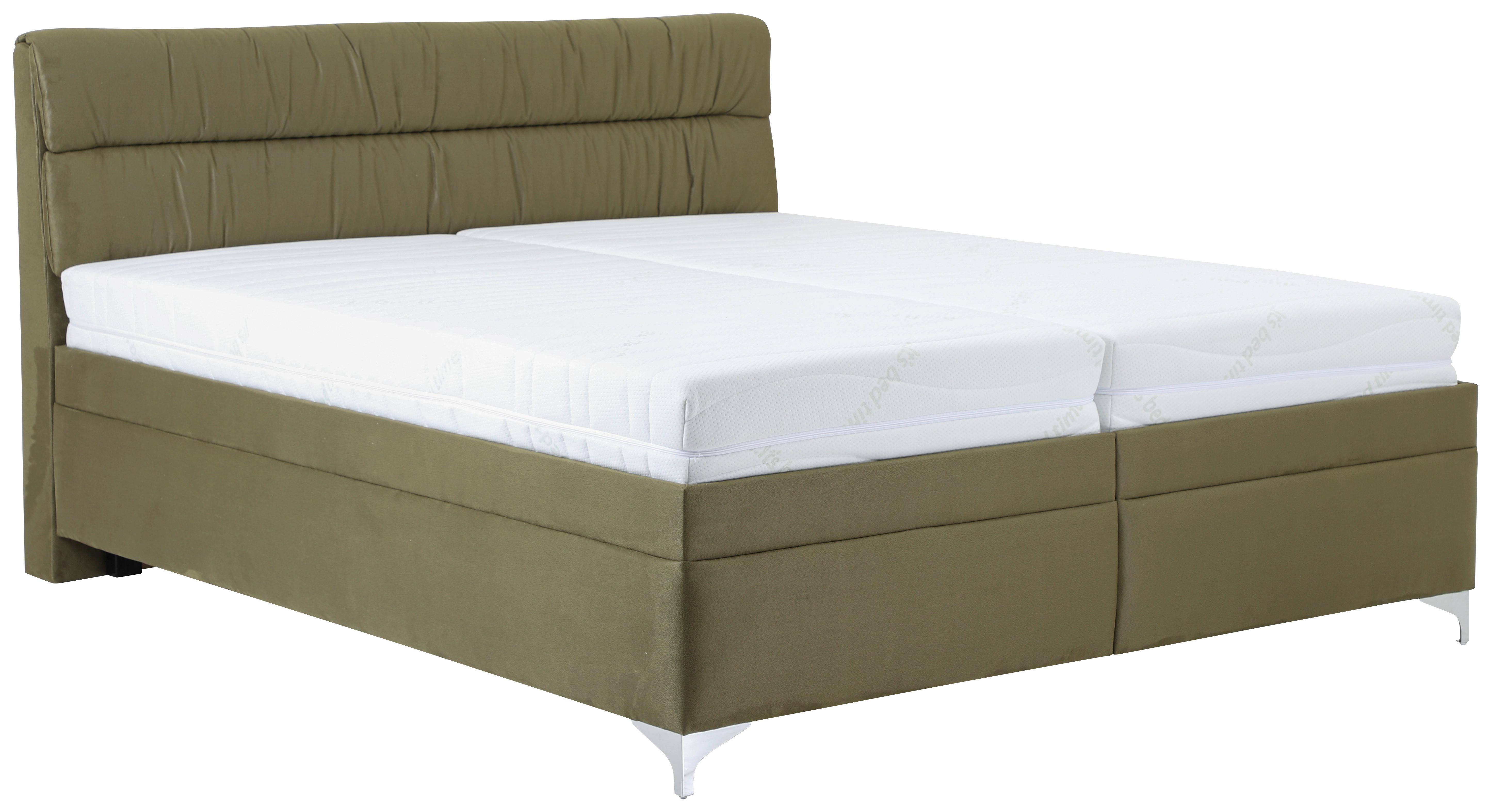 Čalouněná postel ALORA 180/200cm, zelená - zelená/barvy chromu, dřevo/plast (180/200cm)