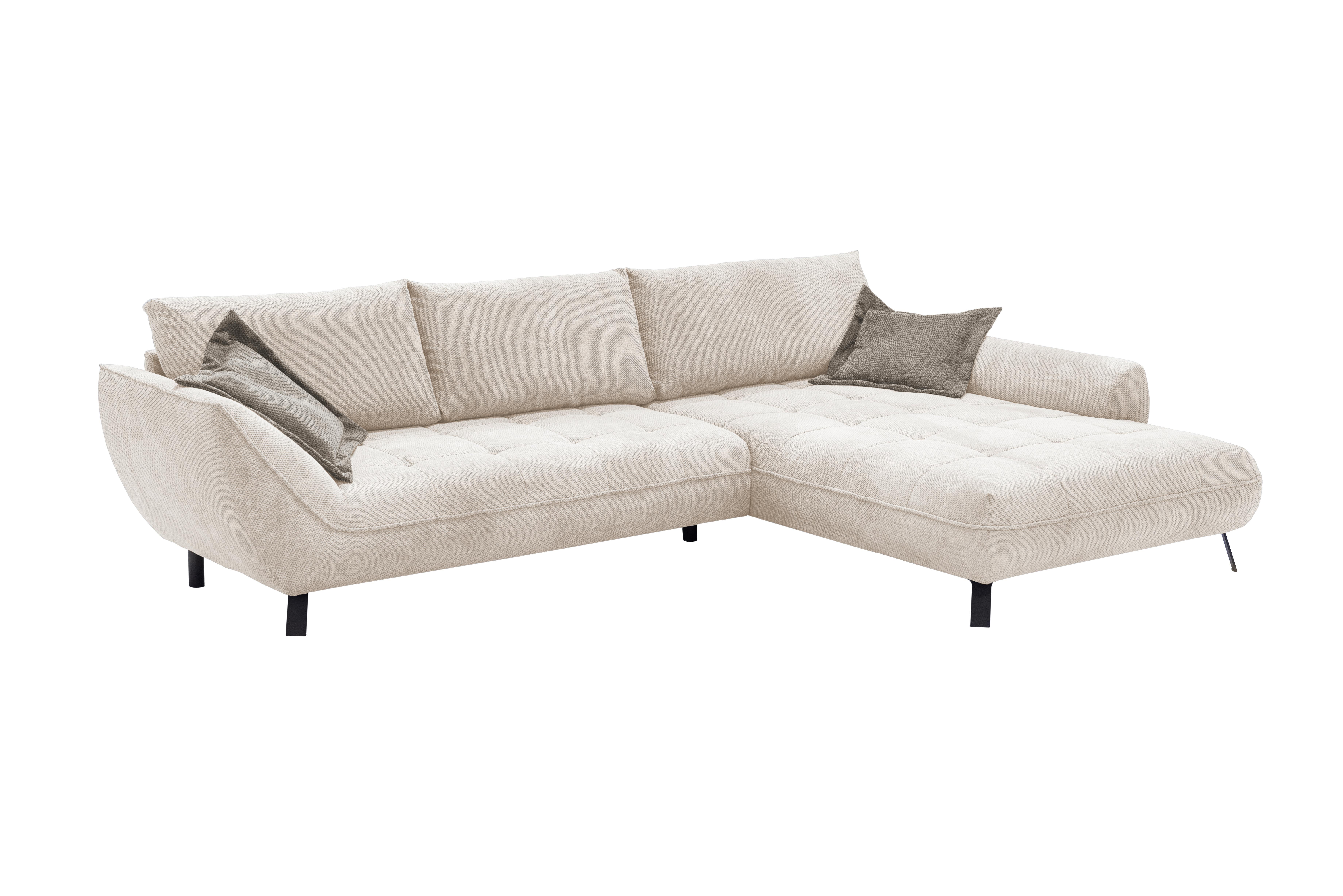 Ecksofa Biarritz, Beige, Braun Schenkel: 324x205 cm - Hellbraun/Beige, Design, Textil (324/205cm) - Livetastic