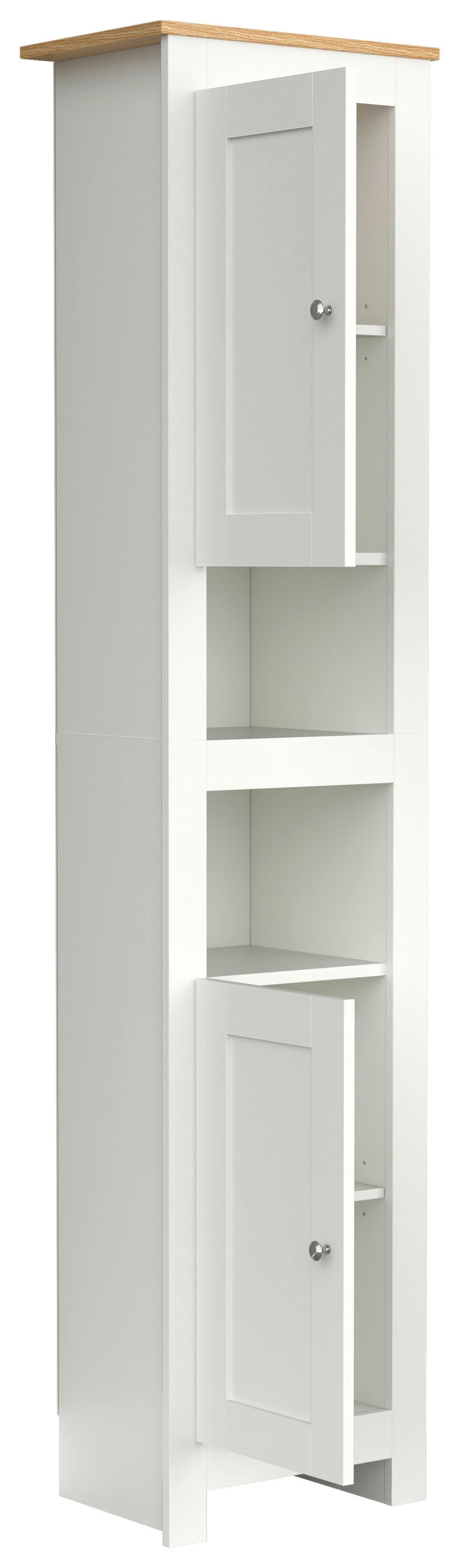 HOCHSCHRANK Balusa Weiß/Eiche Dekor B:42cm - Honigeiche/Eichefarben, MODERN, Holzwerkstoff (42/180/30cm) - MID.YOU