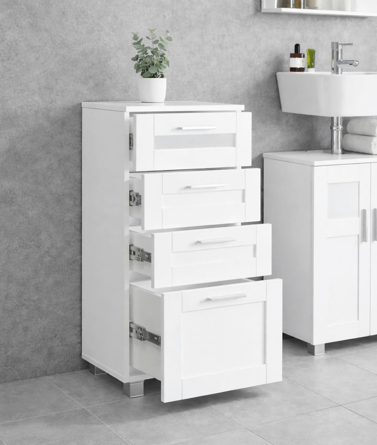 MIDISCHRANK Nilari Weiß B: 38cm - Weiß/Grau, Trend, Glas/Holzwerkstoff (38/76/28cm) - MID.YOU
