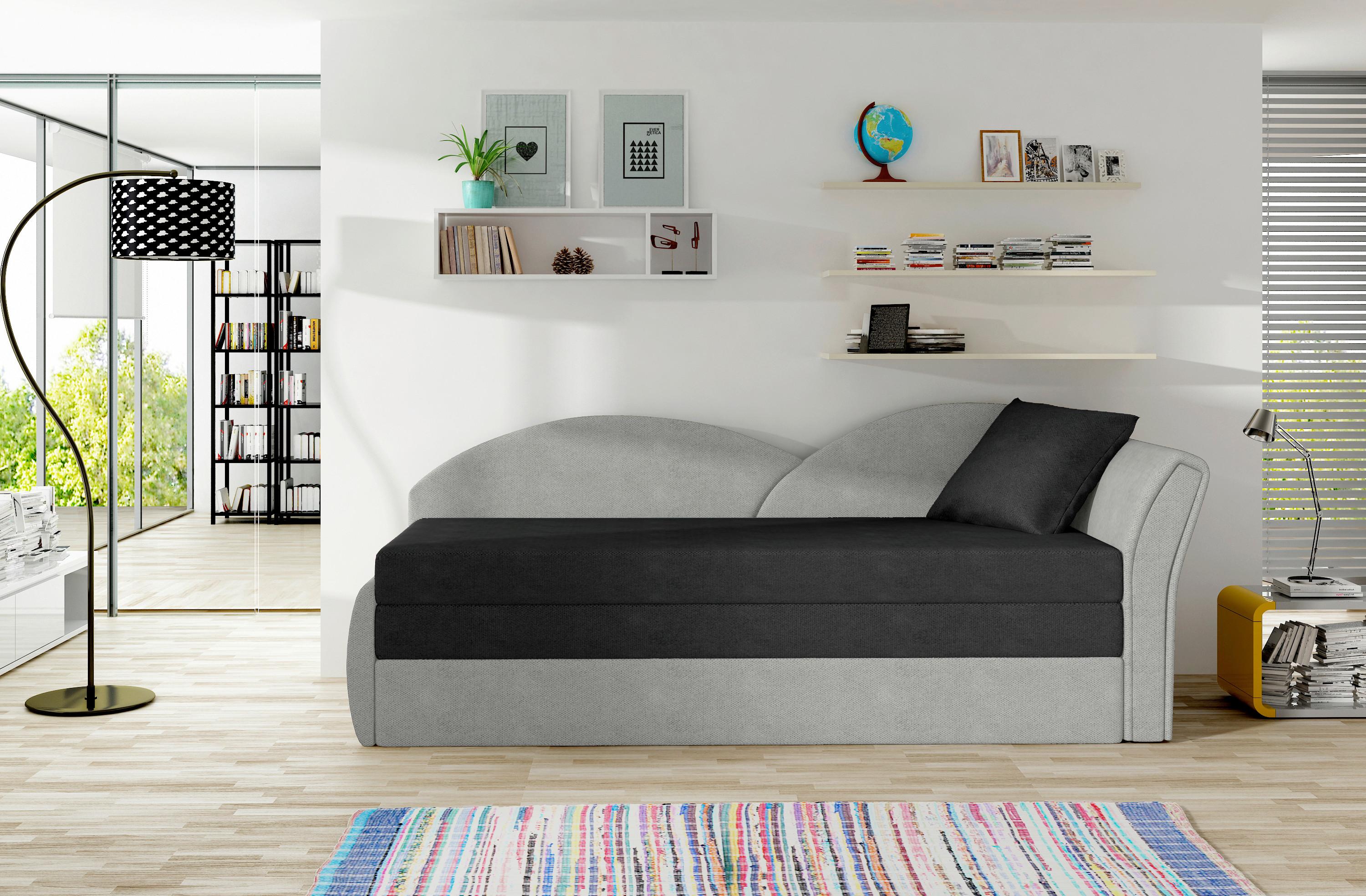 Récamiere Schwarz,hellgrau, S: 218x80 cm - Erlefarben/Hellgrau, Design, Textil (218/80cm) - MID.YOU